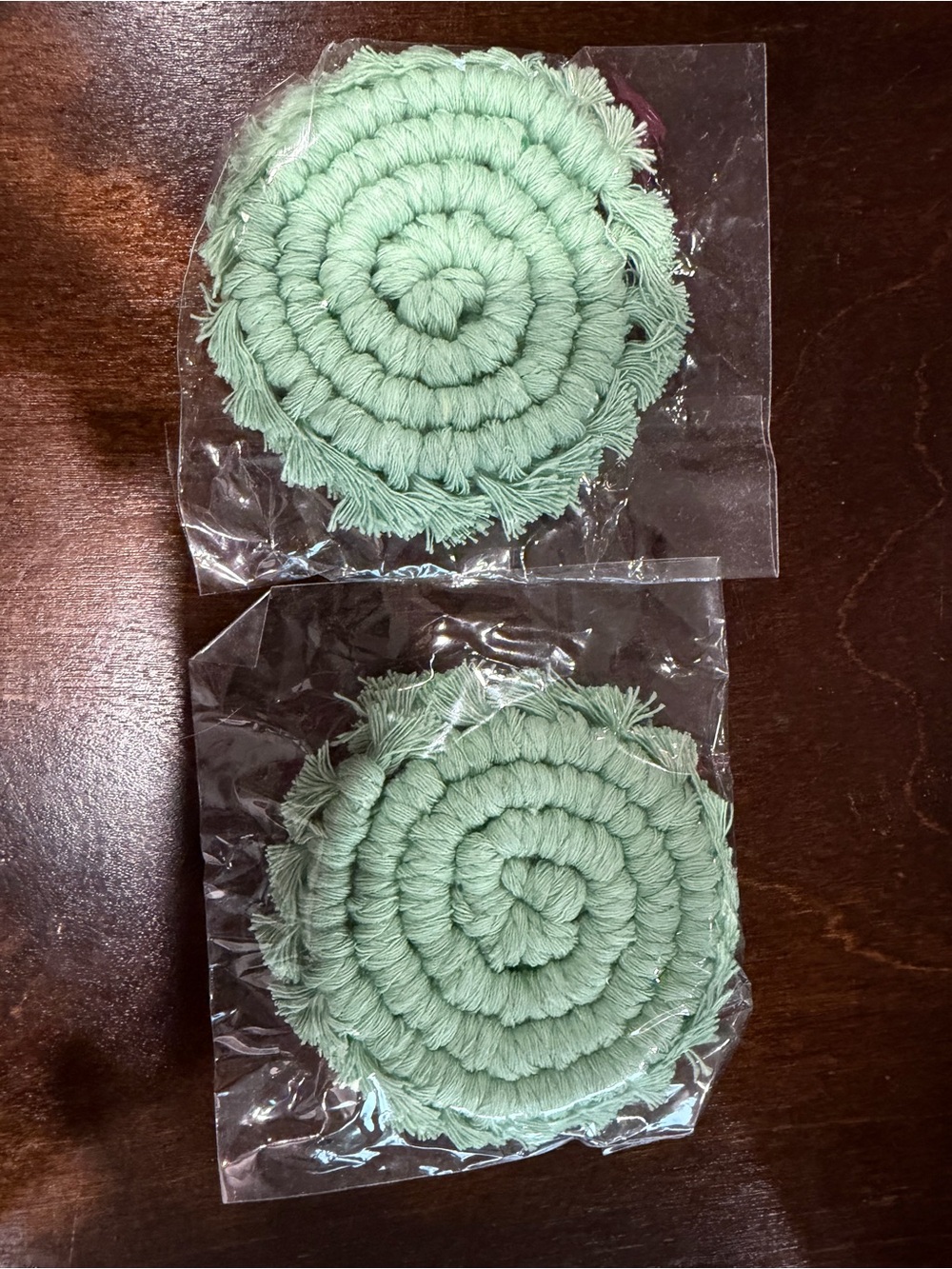 Sage Green Macrame Coasters – Set of 2